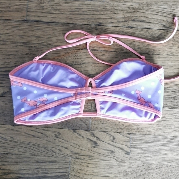 AERIE Bikini Top Bottom Bandeau Orange Lobsters New Small - Picture 6 of 7